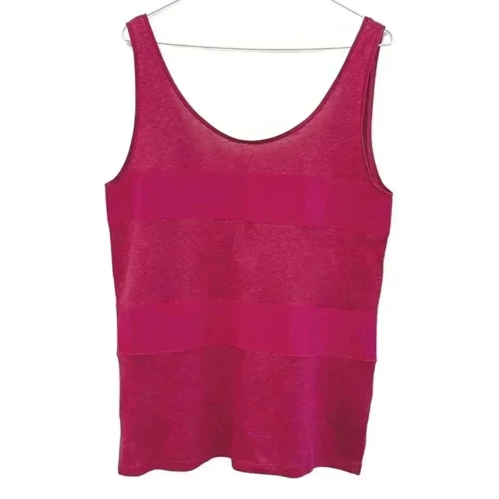 Sandro Women's  XL Linen Silk Scoop Neck Tank Top Camisole Fuchsia Barbiecore